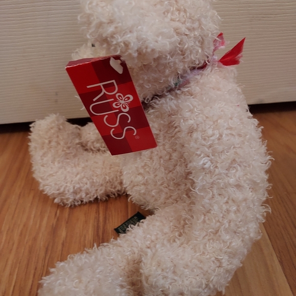 Russ Cream Frizzly Bear From The Past Stuffed Plush Animal Beanie Fuzzy - Picture 5 of 11